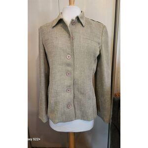 J6  Kenar women's dressy heather beige 6 button blazer long sleeve upper pockets